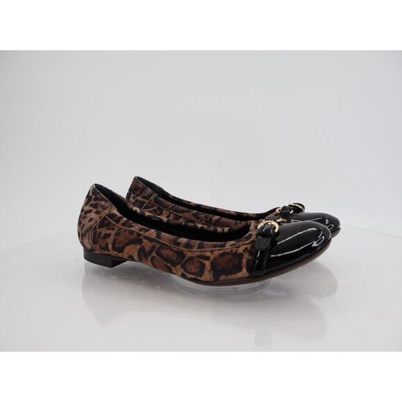 AGL Womens Monika Ballet Flat Size 38 8 Brown Leopard Leather Cap Toe Dress Shoe - Picture 1 of 11